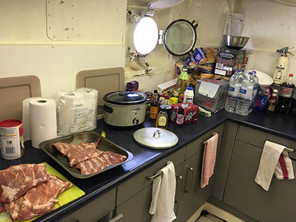 Food, drinks, we had it all on the Ross Revenge, home of Radio Caroline for the GB5RC special event station.